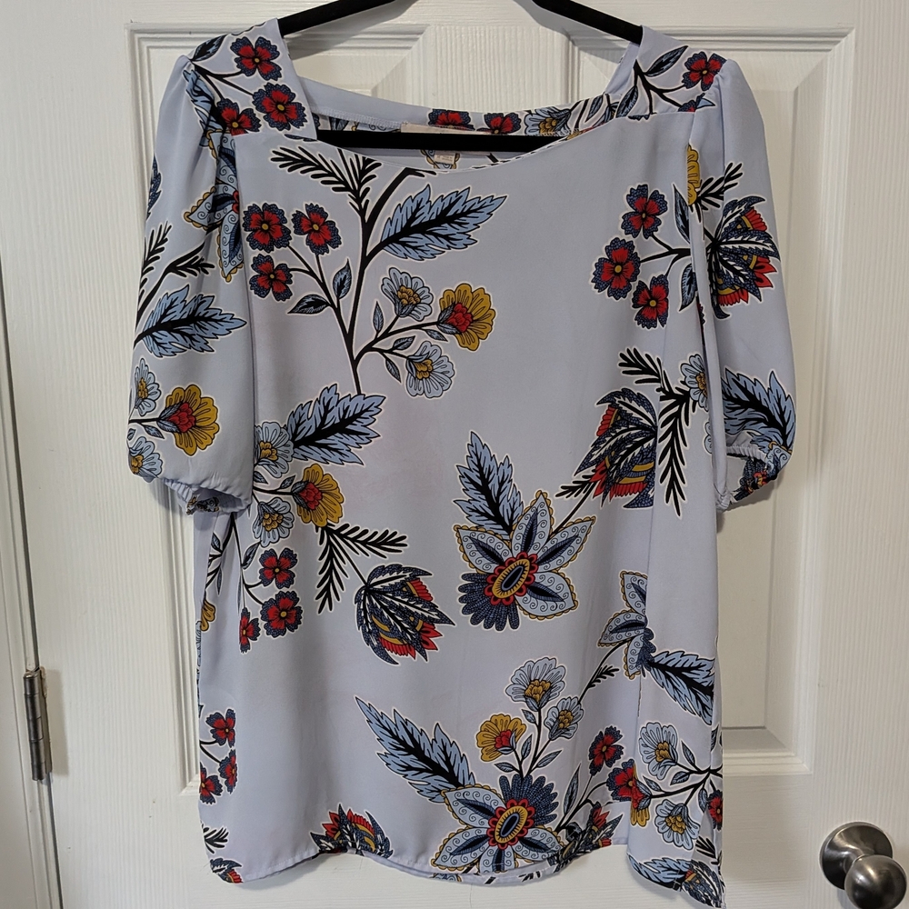 Loft Brand Floral Print Light Blue Women’s Blouse